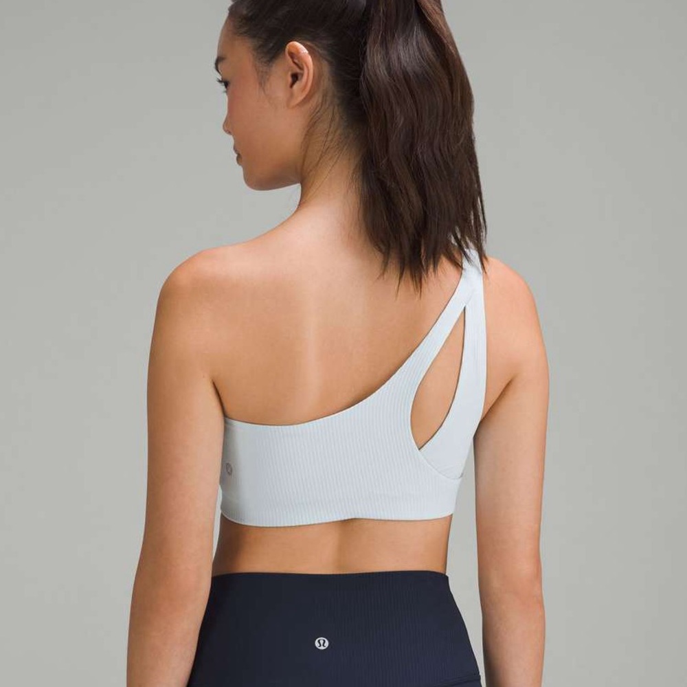 NEW Lululemon Ribbed Nulu Asymmetrical Bra Light Support Powder Blue Size 12 - Picture 2 of 6
